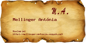 Mellinger Antónia névjegykártya
